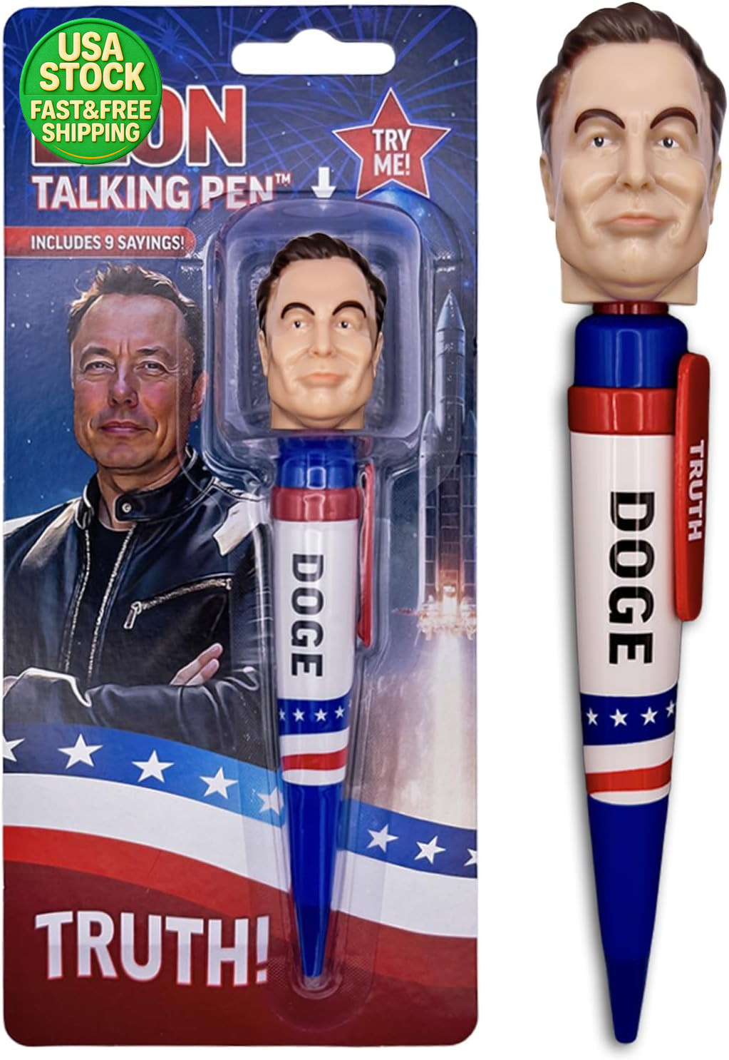 Donald Trump Talking Pen Novelty Voice Pen Political Gag Gift Collectible Elon