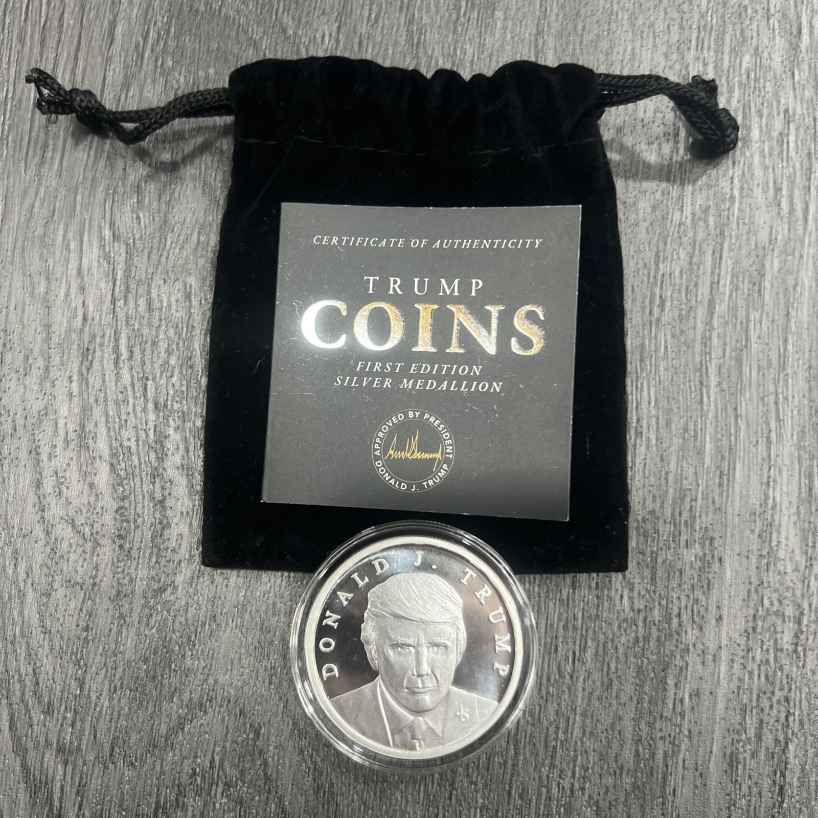 Donald Trump 45th First Edition 99.9% One Ounce Silver Proof 1oz. Coin Medallion