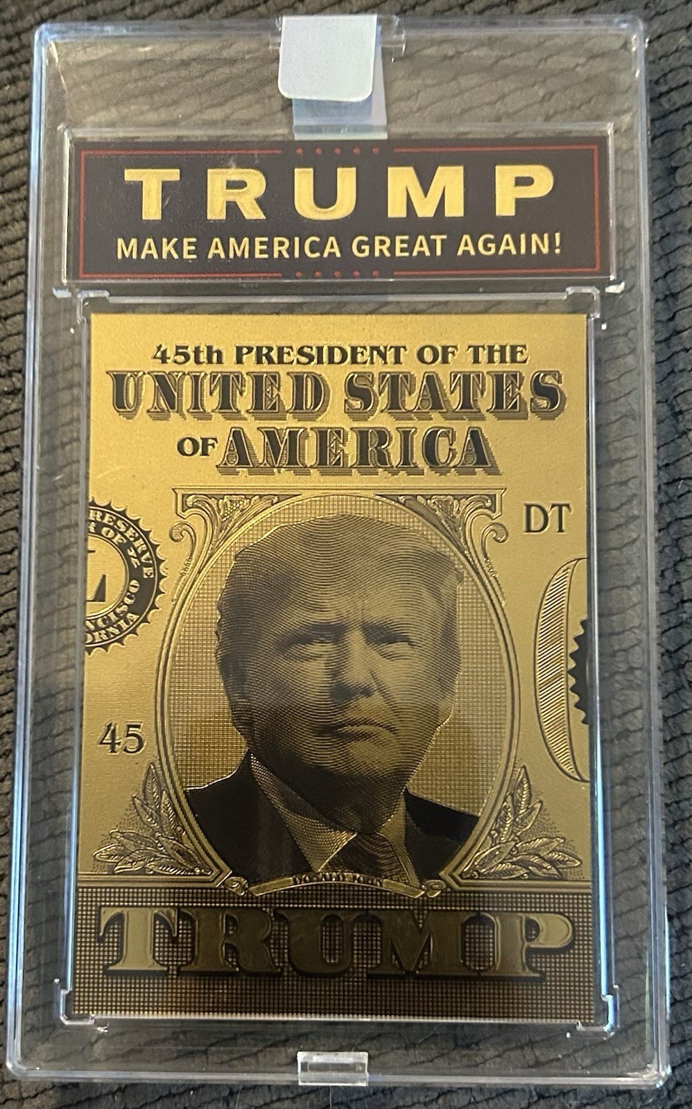 Donald Trump 45th President Make America Great Again Gold Collectible Card