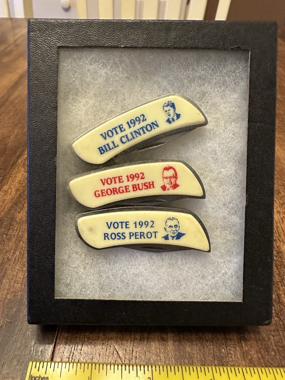 Vintage Vote 1992 Presidential Election Pocket Knife Set Clinton Bush Perot