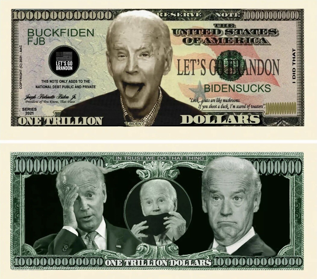 5 Pack Support Trump Money Let’s Go Brandon FJB Joe Biden Sucks Dollar Bills