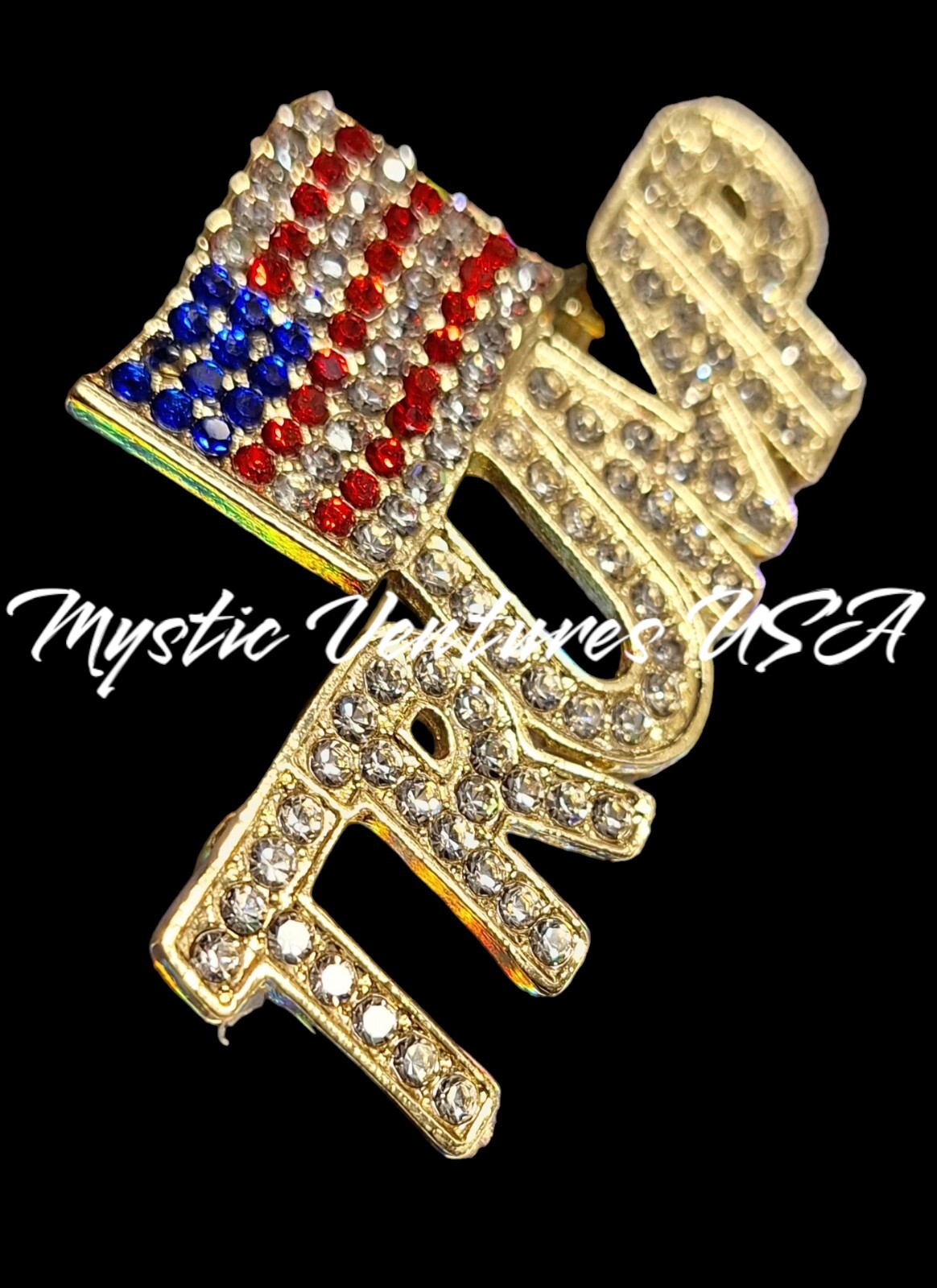 President TRUMP Brooch Pin USA American Flag Pin For Fans Gift 45-47 Rhinestones