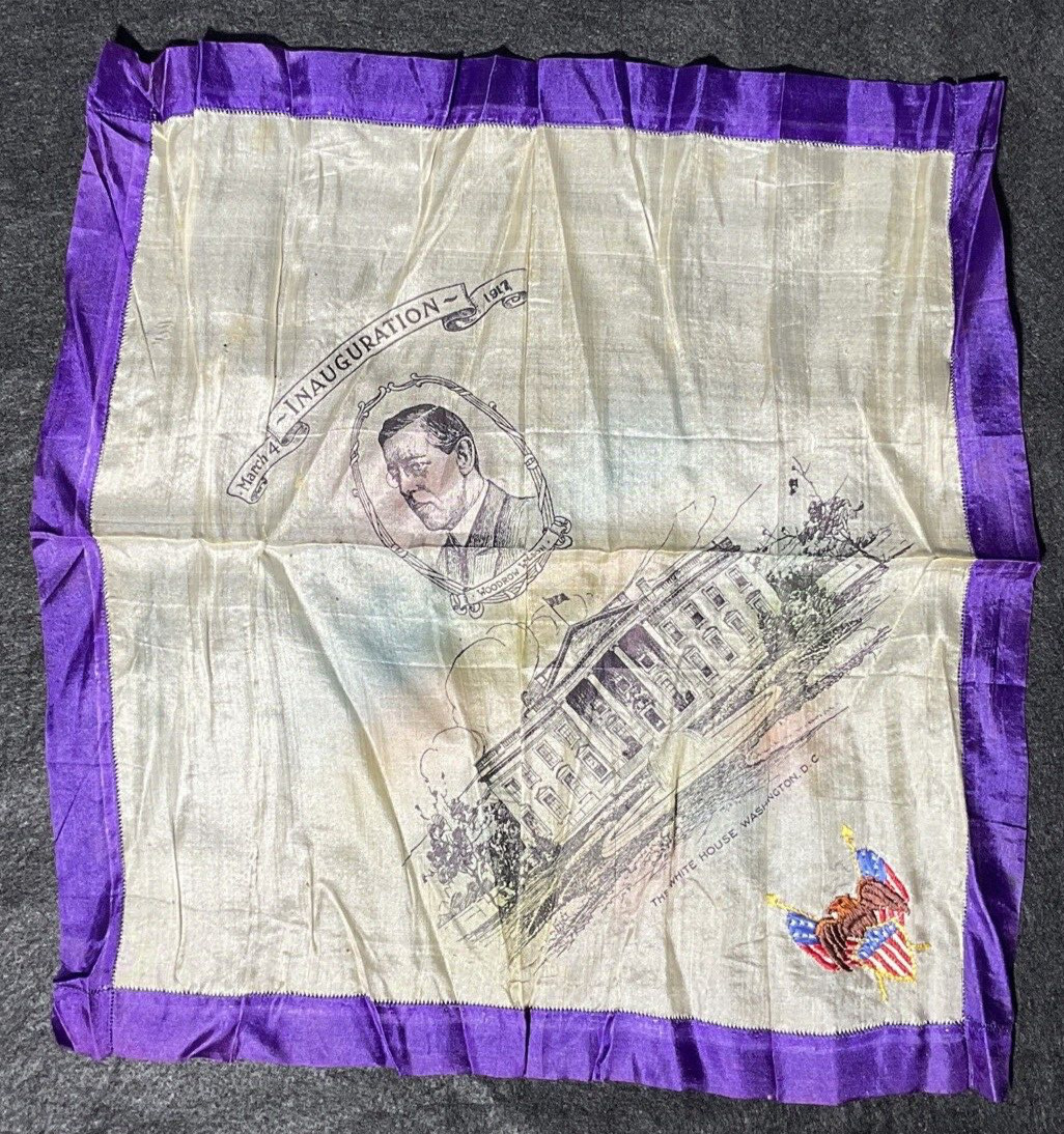 Antique Private Second Presidential Inauguration Woodrow Wilson Handkerchief