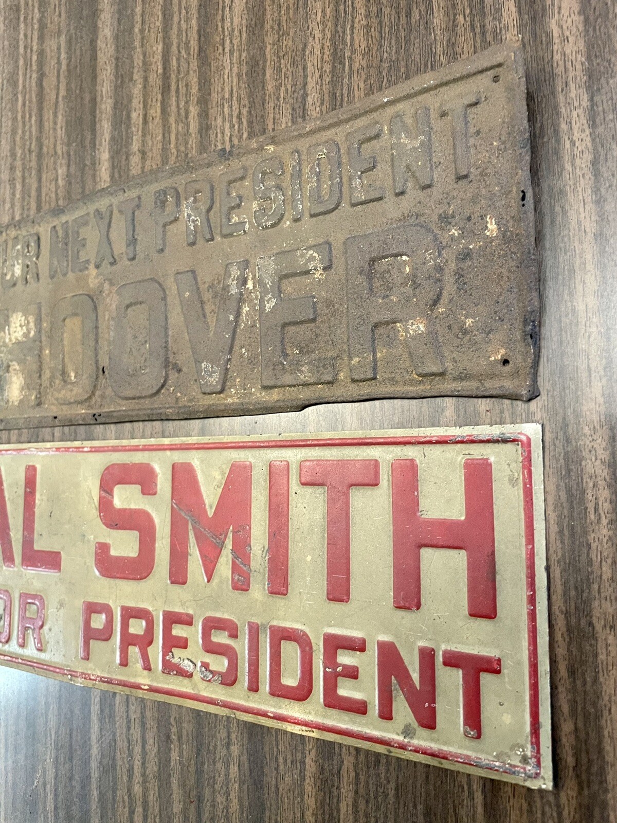 **Antique Al Smith VS Herbert Hoover For President 1928 Election -Tin Tackers **