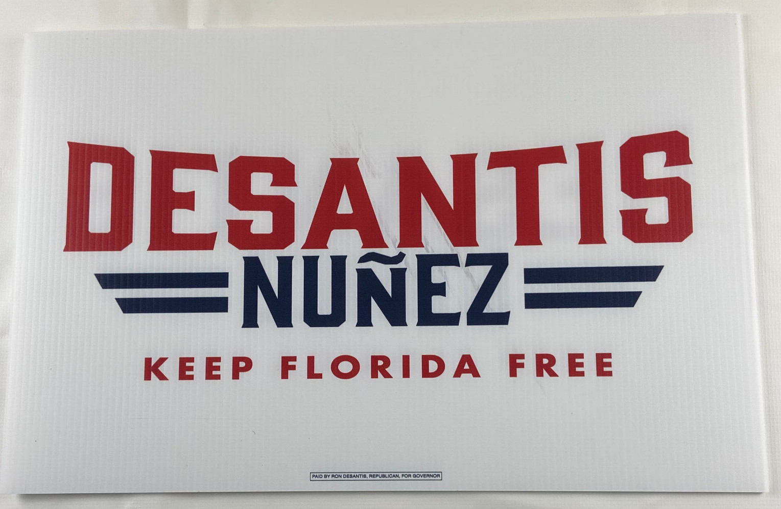 Ron DeSantis Yard Lawn Sign Governor “Keep Florida Free” 2022 Republican 16×24