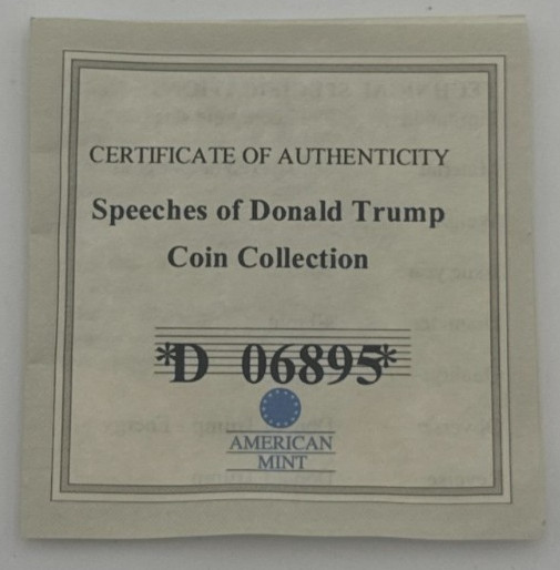 Donald Trump Speeches Coin Collection 24K Gold Layered Proof w/COA American Mint