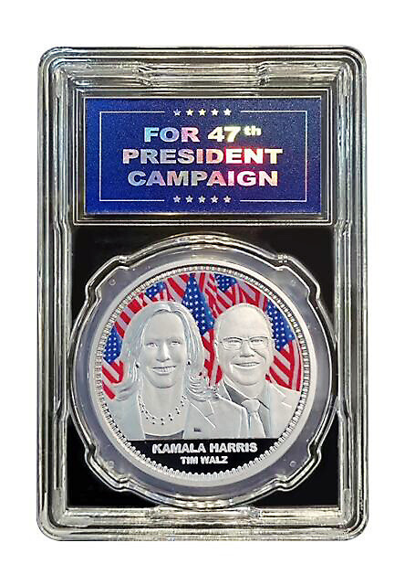 USA 2024 Harris & Walz Silver Plated Commemorative – 47th Presidential Campaign