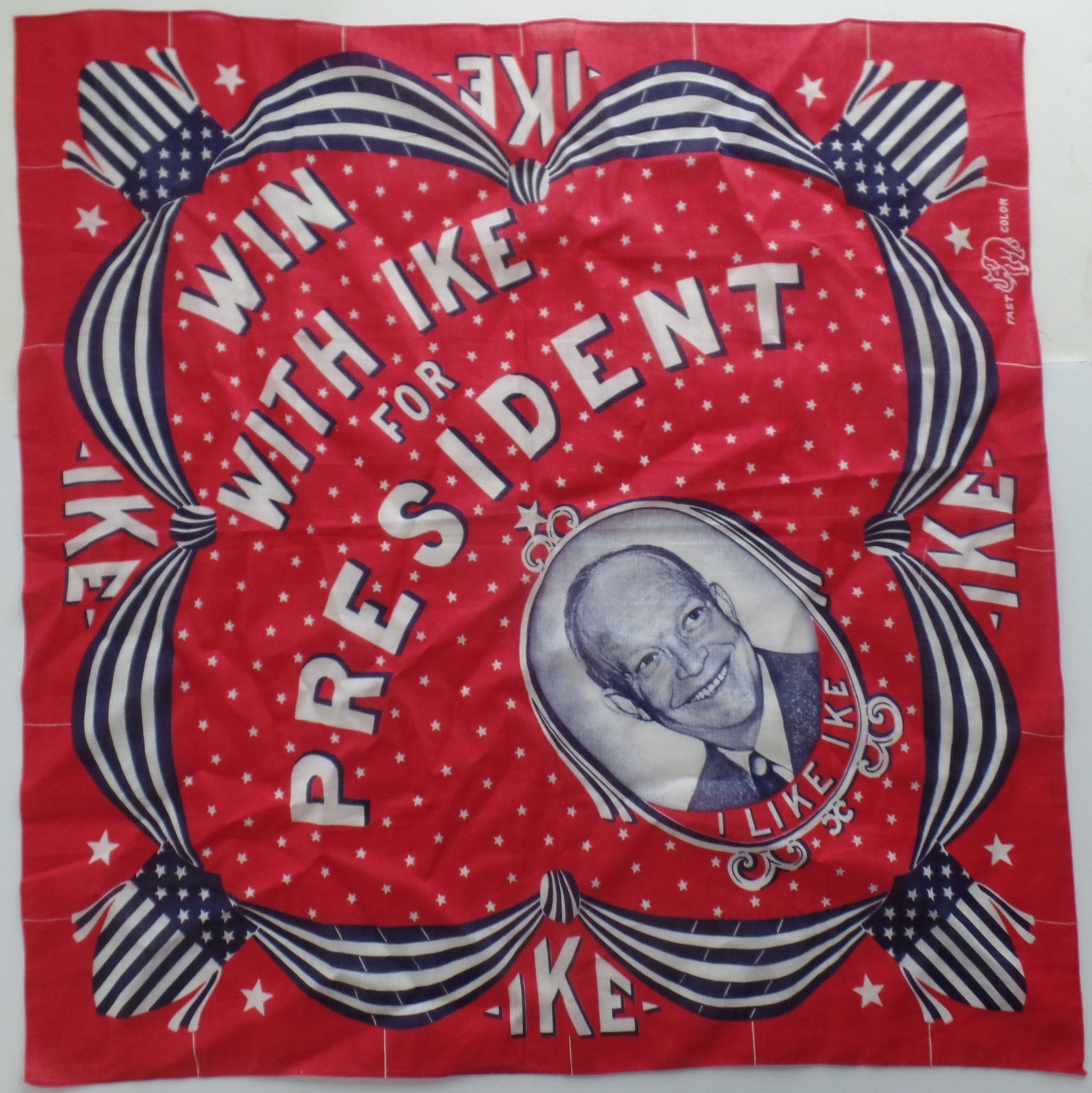 Popular 1952 Large I Like Ike Dwight Eisenhower Presidential Campaign Bandanna