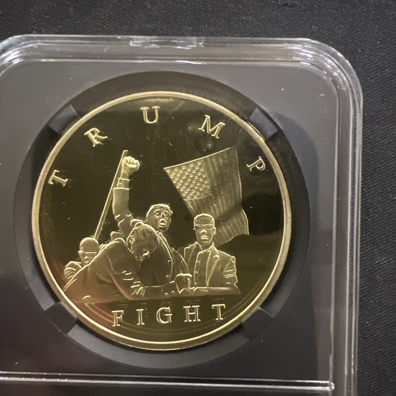 😳 2024-45th President Donald Trump Fight Gold Coin in Clear Case As Pics 🇺🇸
