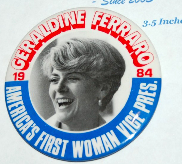 1984 GERALDINE FERRARO VICE PRESIDENT pinback button walter mondale political