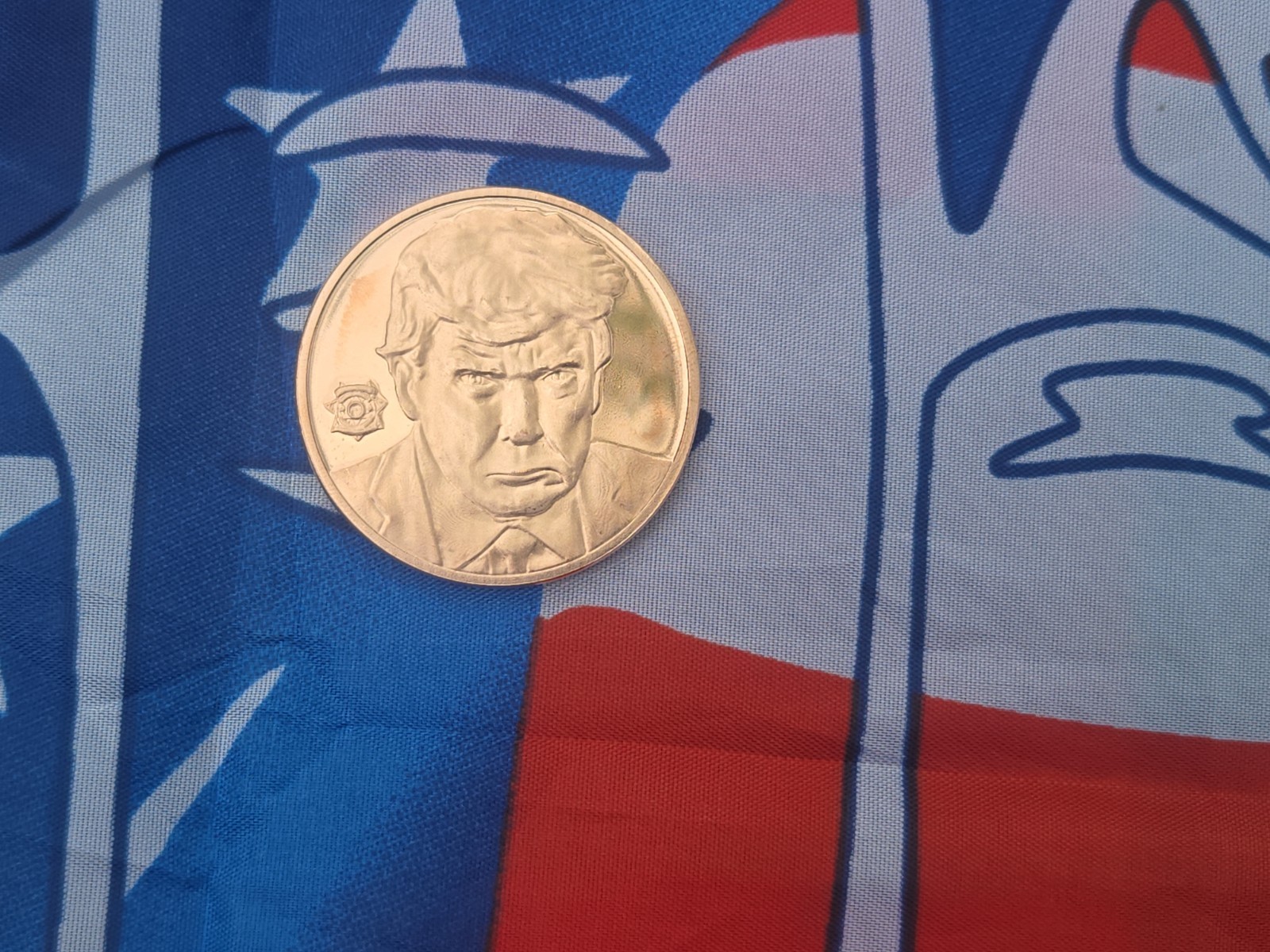 President Trump impeach this flag + copper Mug shot 1 oz. coin.