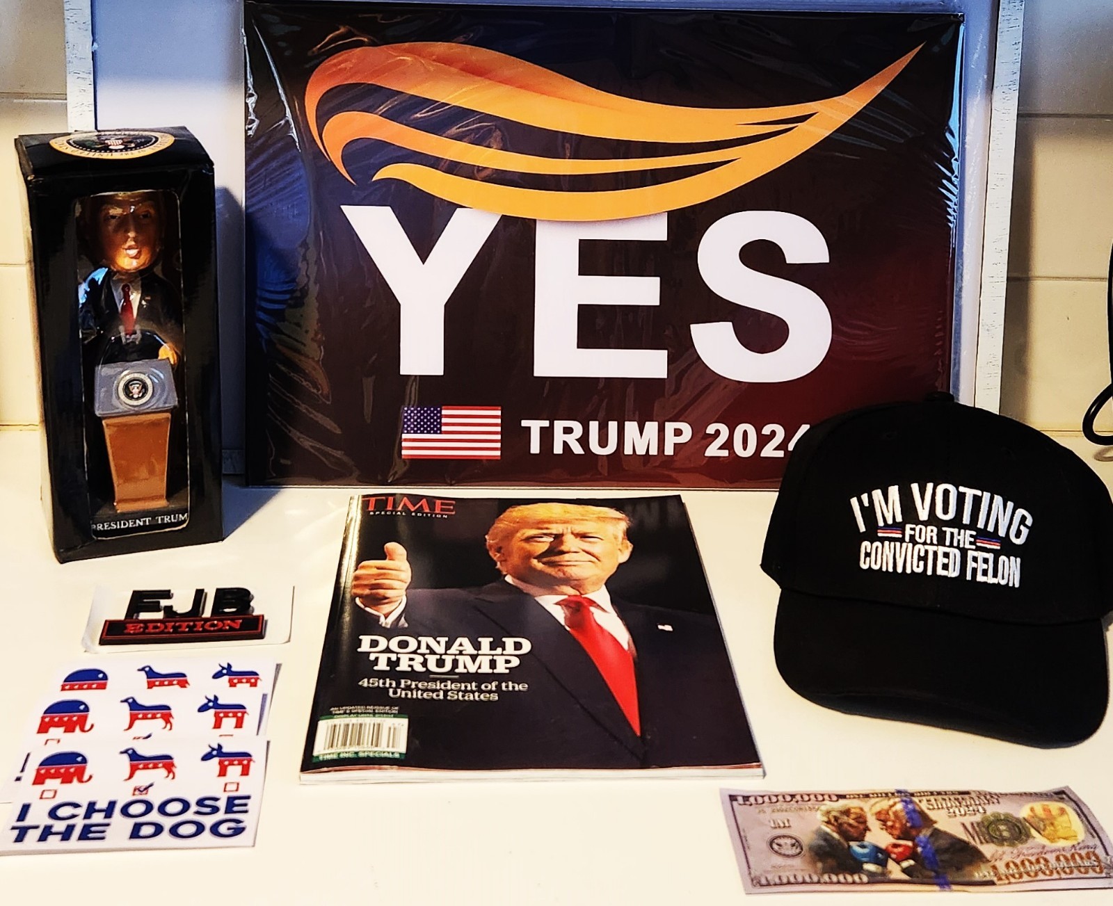 Bulk Trump Campaign Memorabilia Collection New From 2016, 2020, 2024