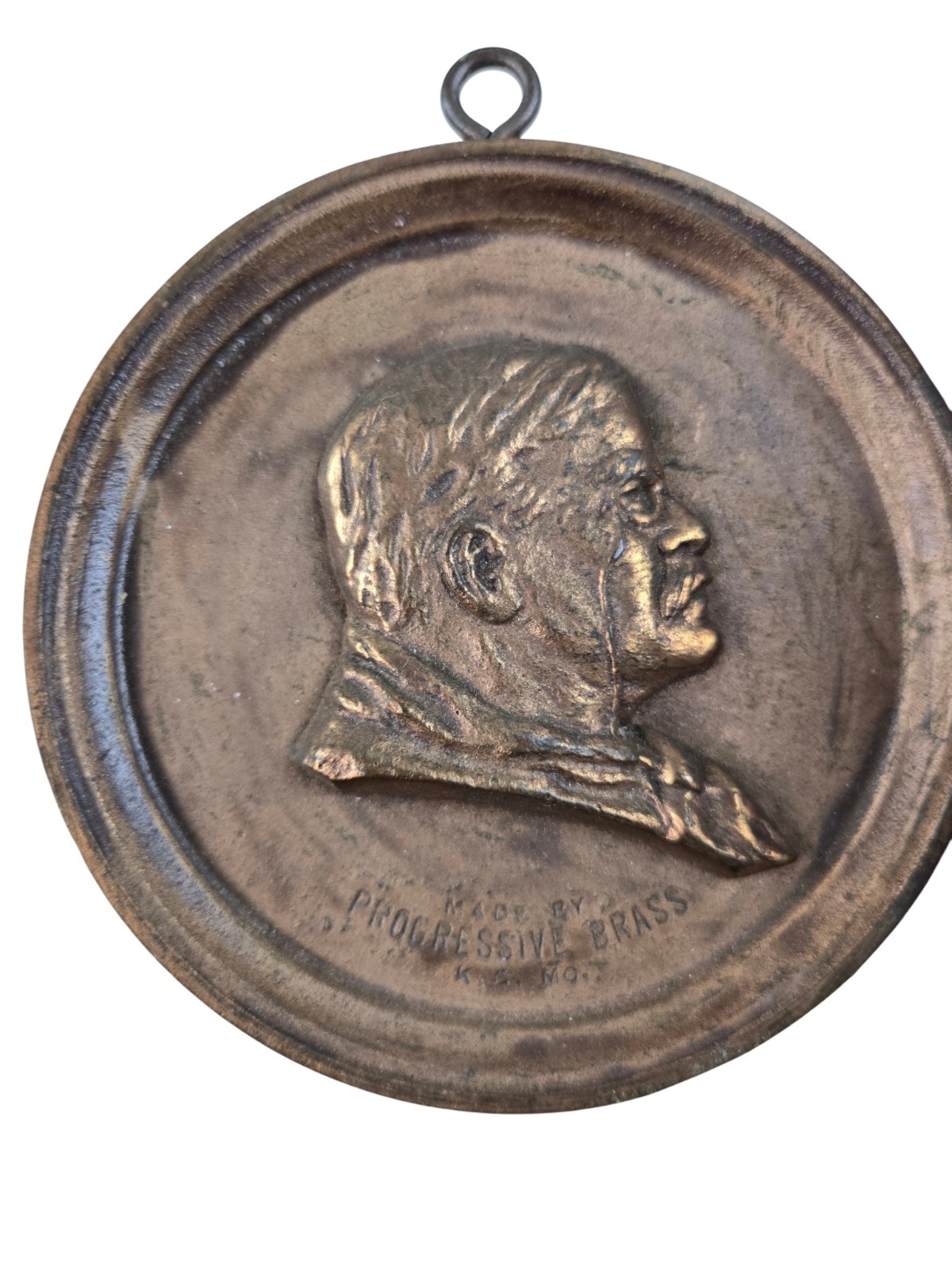 Theodore Roosevelt: Brass Plaque From Teddy’s Bull Moose Party Era