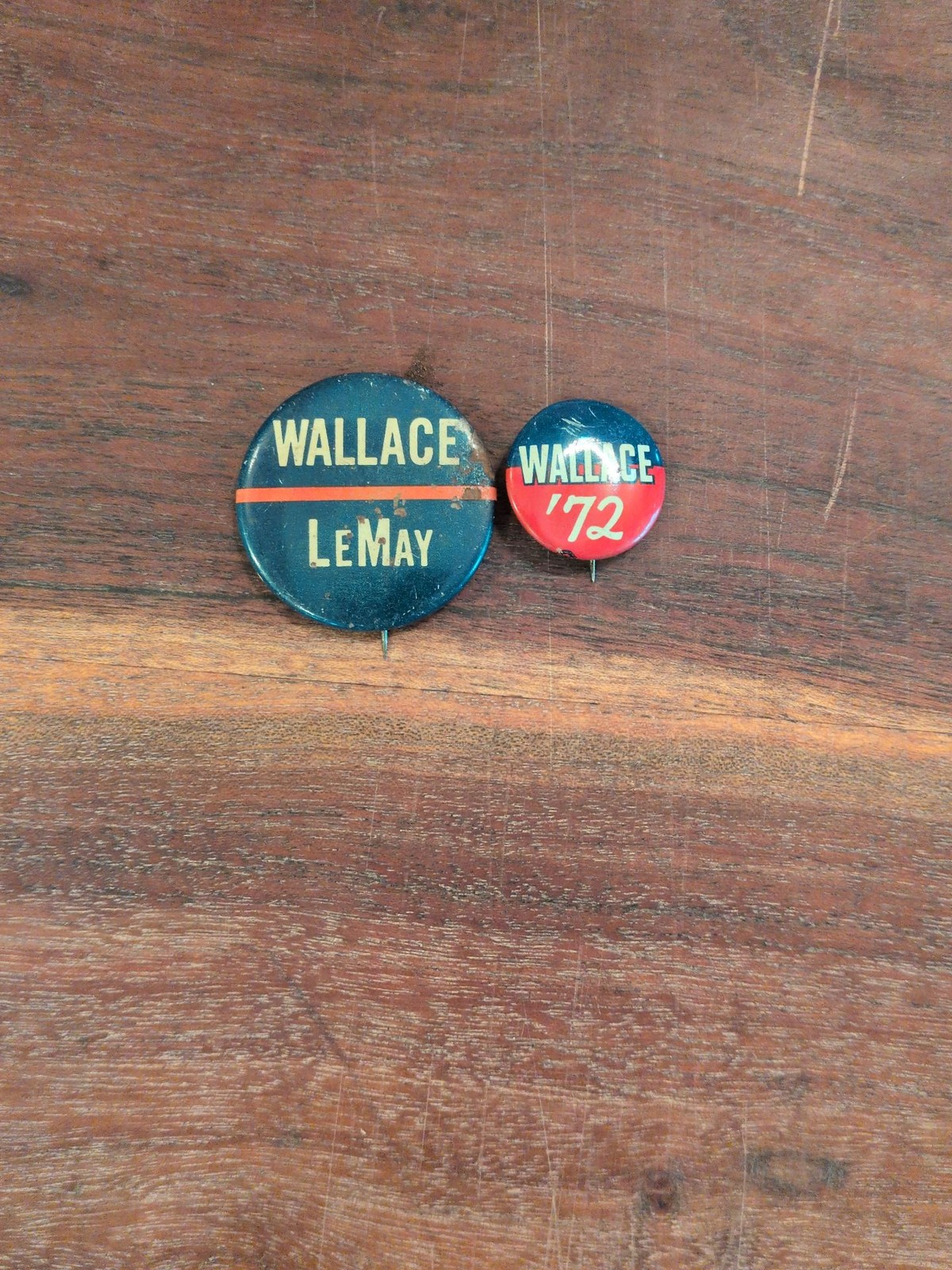 Vintage 1972 George Wallace Campaign Buttons – Wallace/LeMay & Wallace ’72