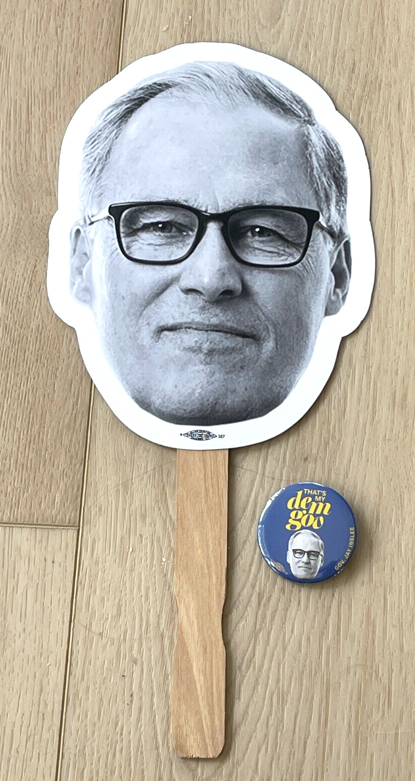 Gov. Jay Inslee Placard Fan Sign & Button Democratic Natl Convention DNC Kamala