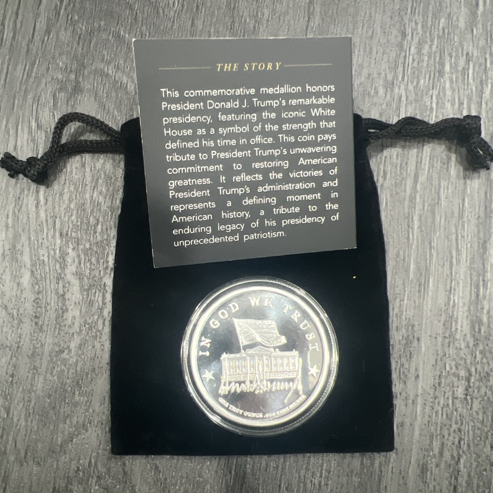 Donald Trump 45th First Edition 99.9% One Ounce Silver Proof 1oz. Coin Medallion