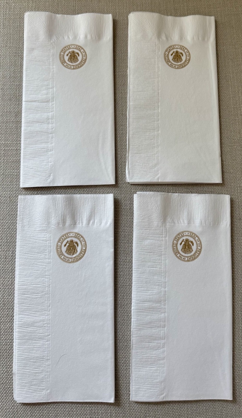 RARE NEW Authentic White House Napkins Set of 4 Unused Presidential Memorabilia