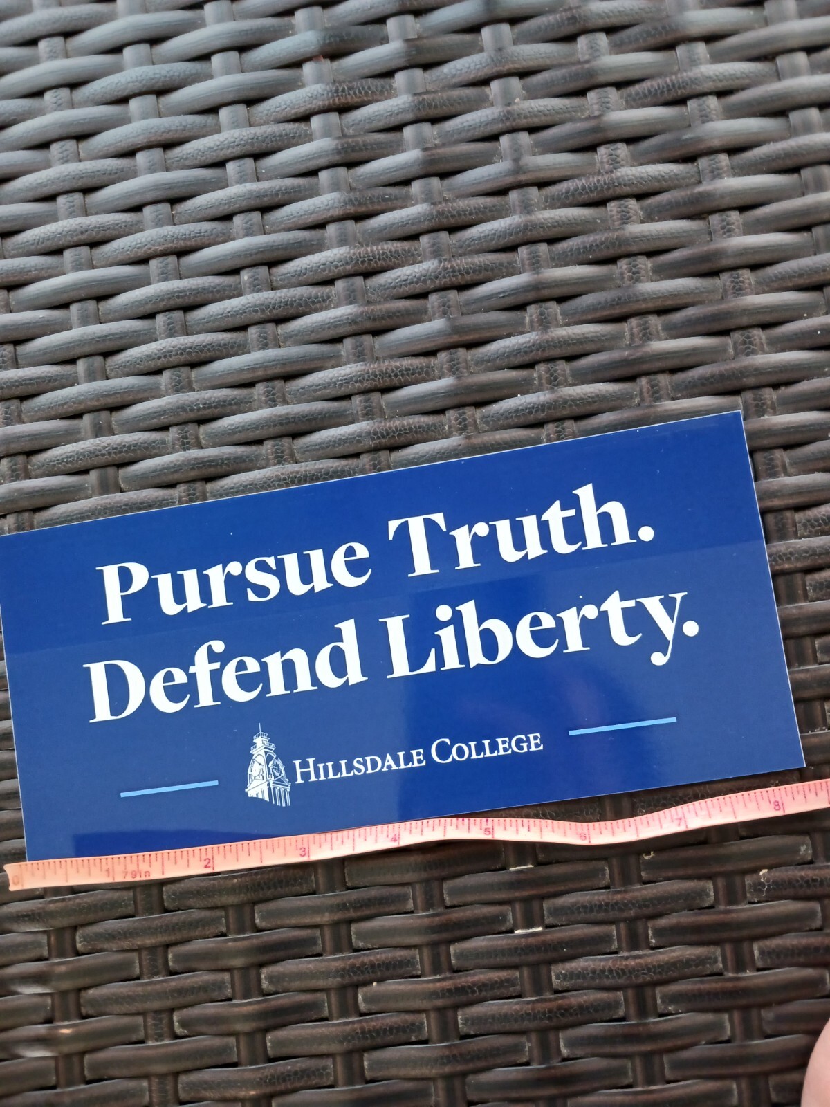 SET 2″Pursue Truth. Defend Liberty” blue/white bumper stickers about 3.75″x8.50″