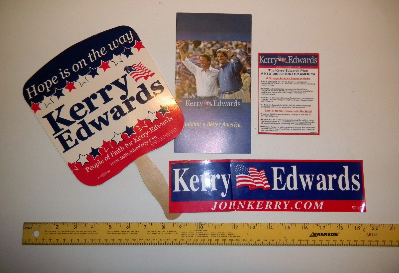 Kerry Edwards Four Piece Collection People of Faith Fan Bumper Sticker, Booklet