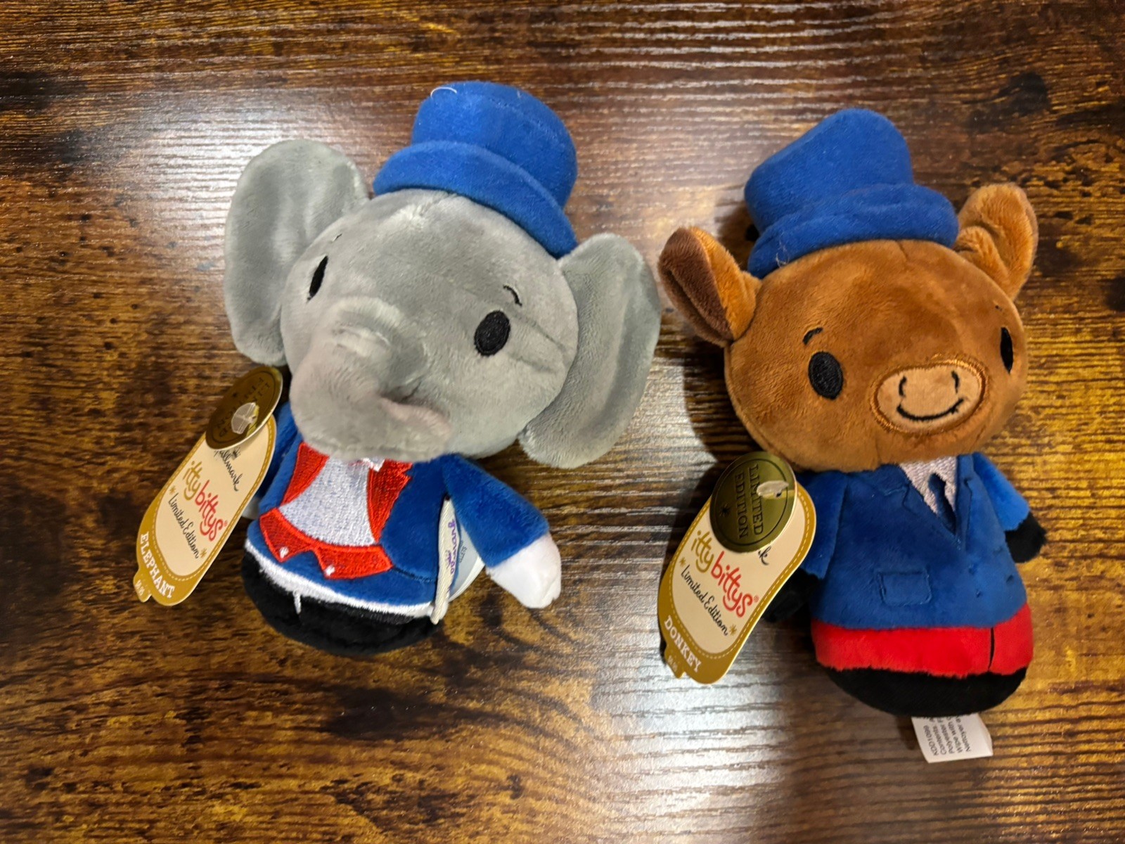 Hallmark itty bittys Limited Edition Republican Elephant & Democrat Donkey Plush