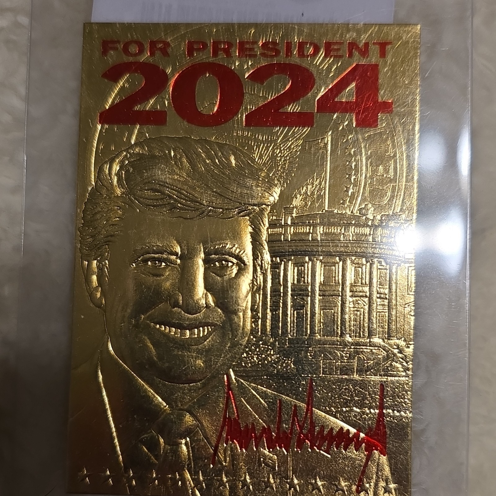 Donald Trump 2024 Gold-Plated Metal Commemorative Card Make America Great Again