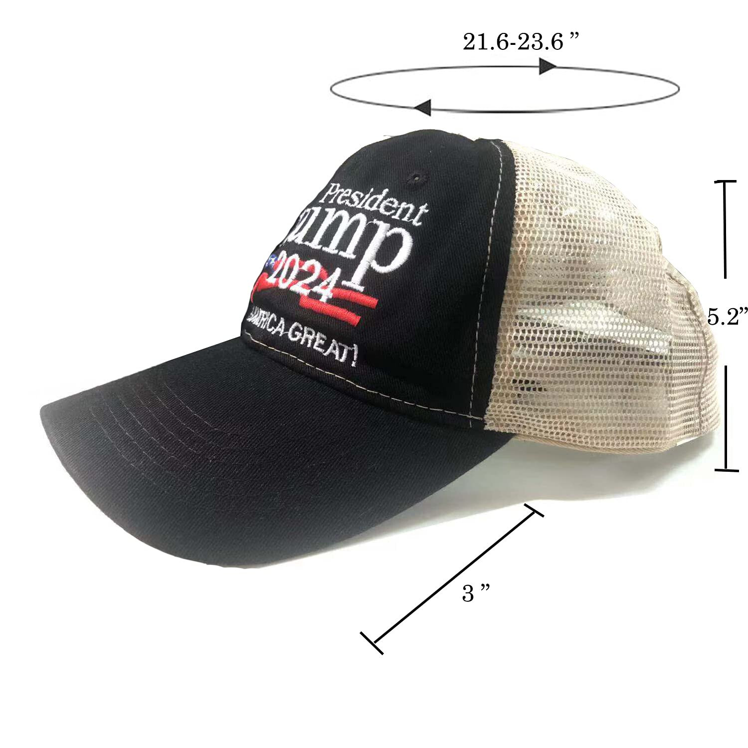 Keep America Great Again President Donald TRUMP 2024 MAGA Black Hat Baseball Cap
