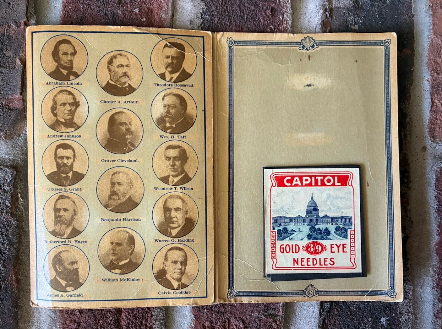 1926 OUR PRESIDENTS HISTORICAL NEEDLE BOOK N SHURE CO CHICAGO, ILLINOIS