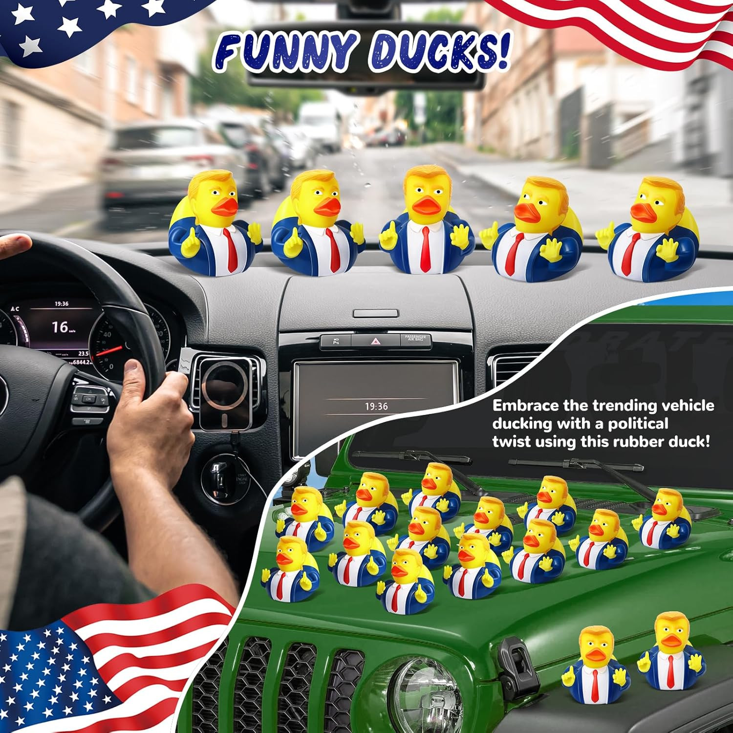 24 Pcs President Rubber Ducks, Funny Duckies, President Memorial and Patriotic T
