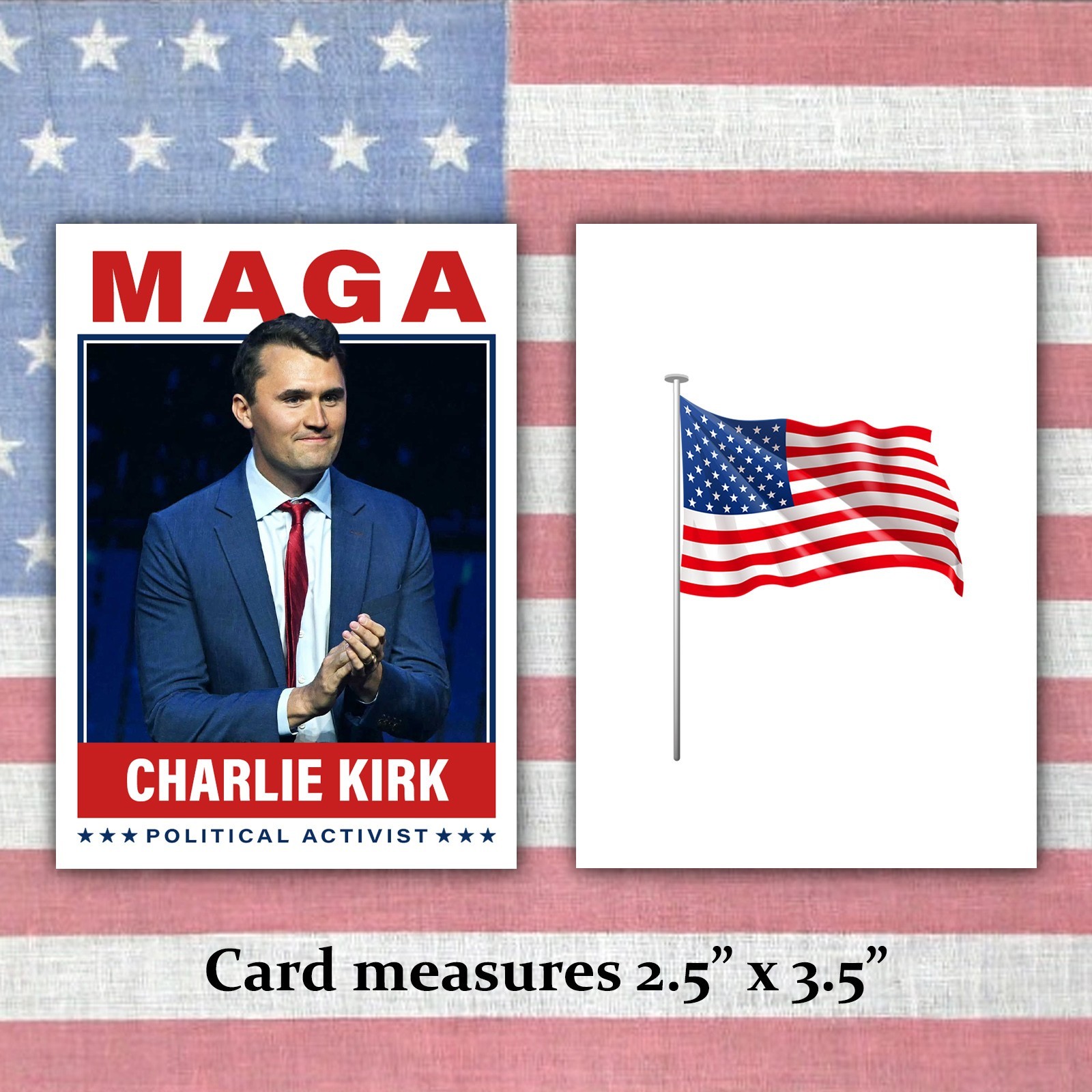Charlie Kirk Republican Conservative MAGA Trump Custom Trading Card with Case
