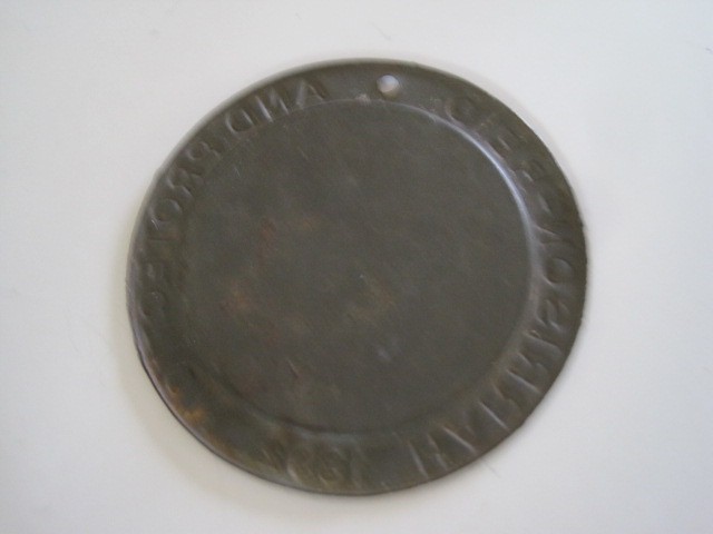 Campaign Disc Round Metal Disc & Protection Benjamin Harrison Reid 1892 2″