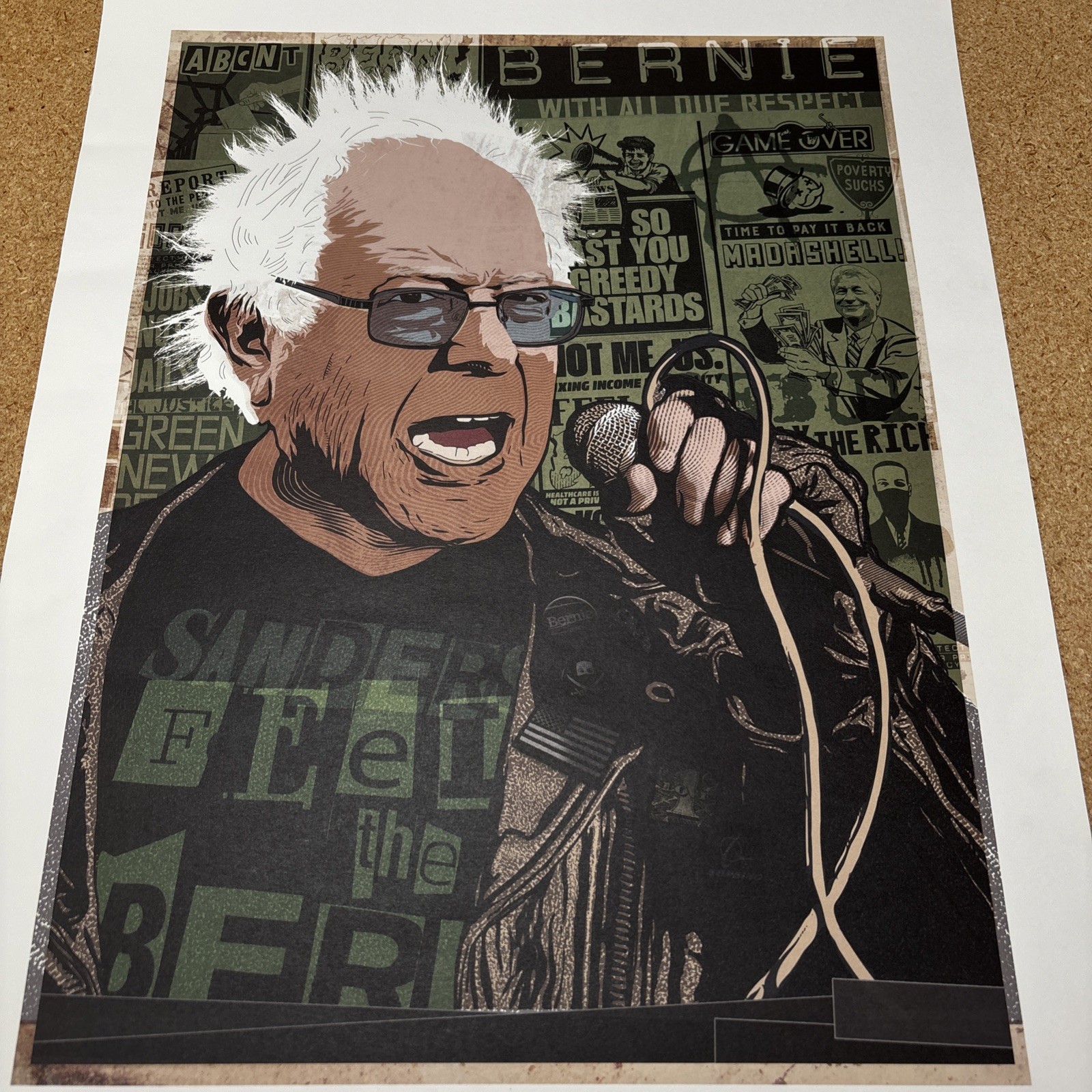 ABCNT 2020 Bernie So Punk , Bernie Sanders Poster 24 X 18 Feel the Burn