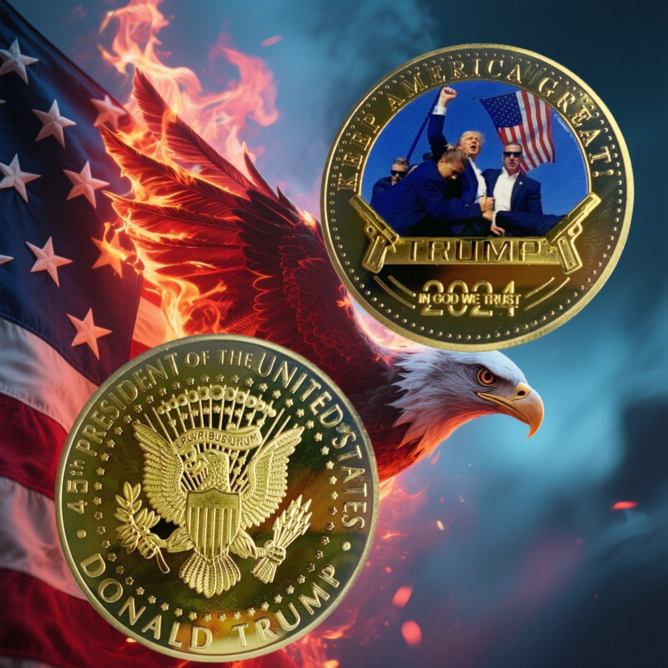 8 PCS 2024 President Trump Commemorative Coin Take America Back Metal Coin