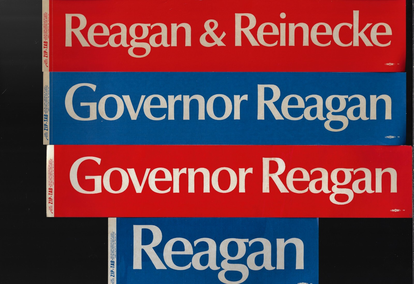 4-1970 Ronald Reagan for California Governor Re-election Bumper Stickers