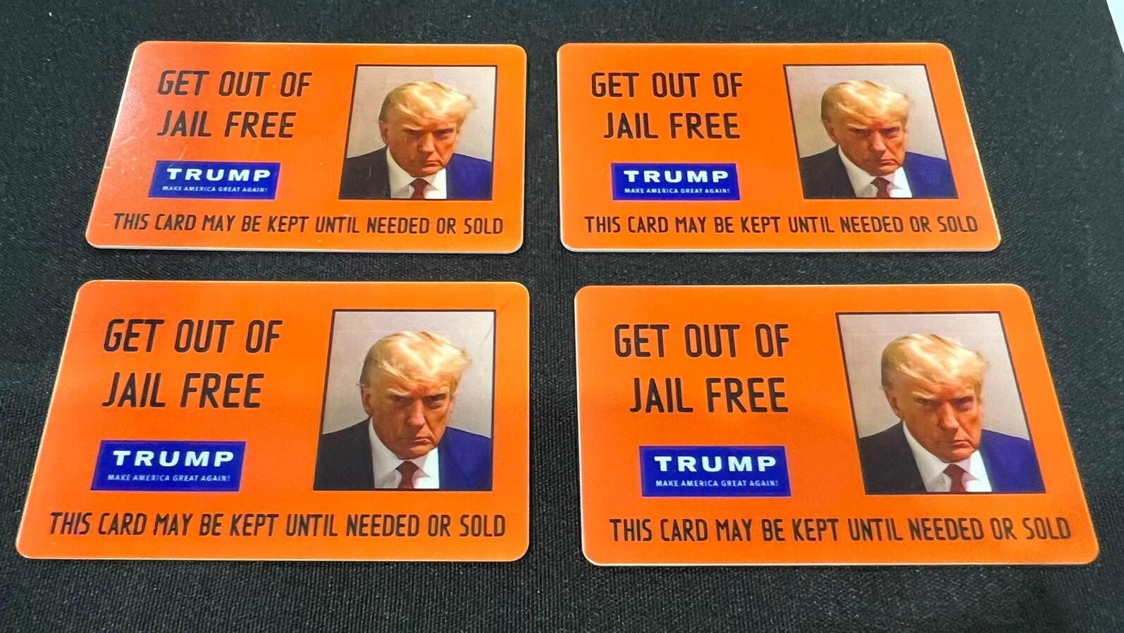 Donald Trump LOT OF 15 GET OUT OF JAIL FREE ID Card Plastic ID Fulton Mugshot