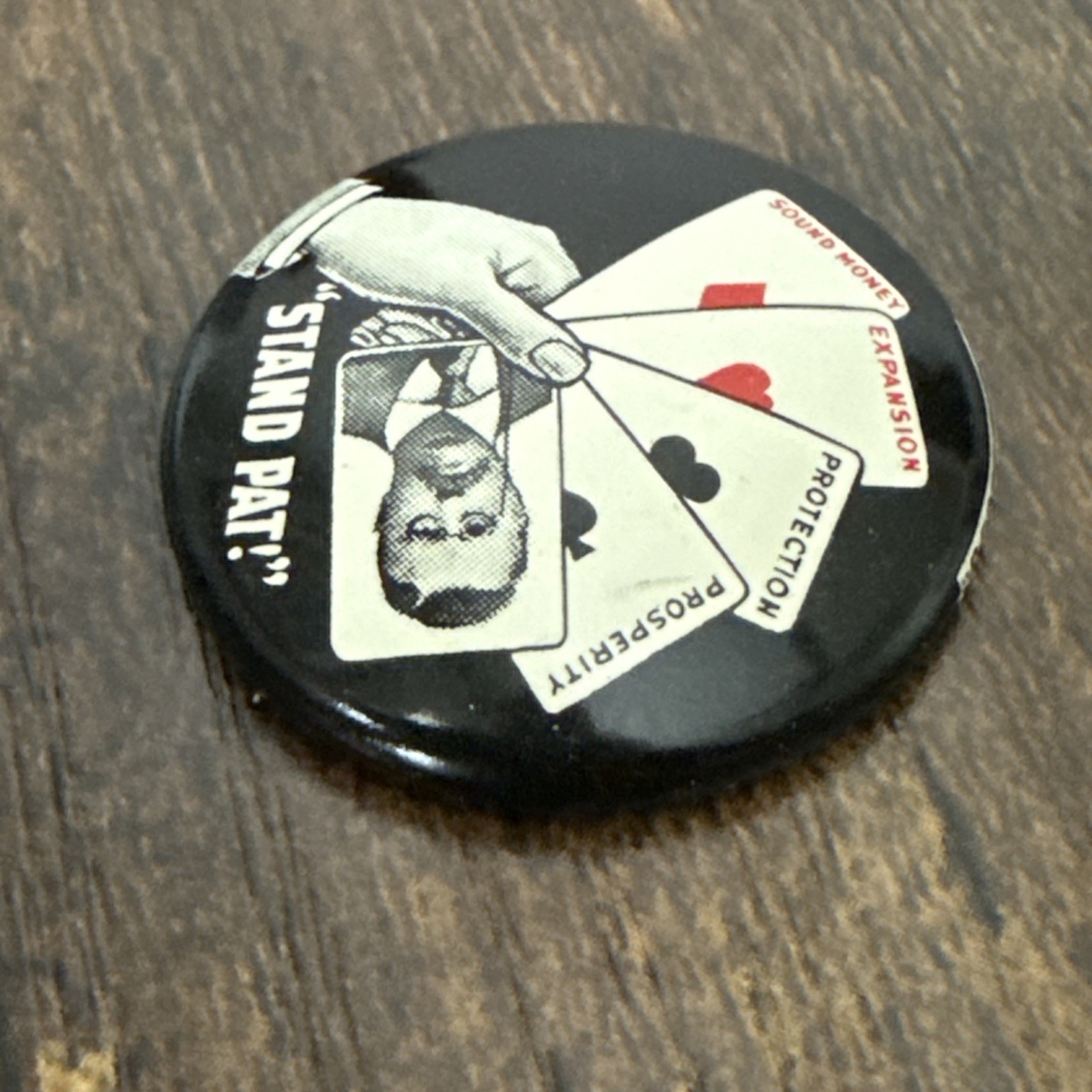 Vtg “STAND PAT!” Theodore Teddy Roosevelt Pinback Button Repro 1968 Abbot Presid