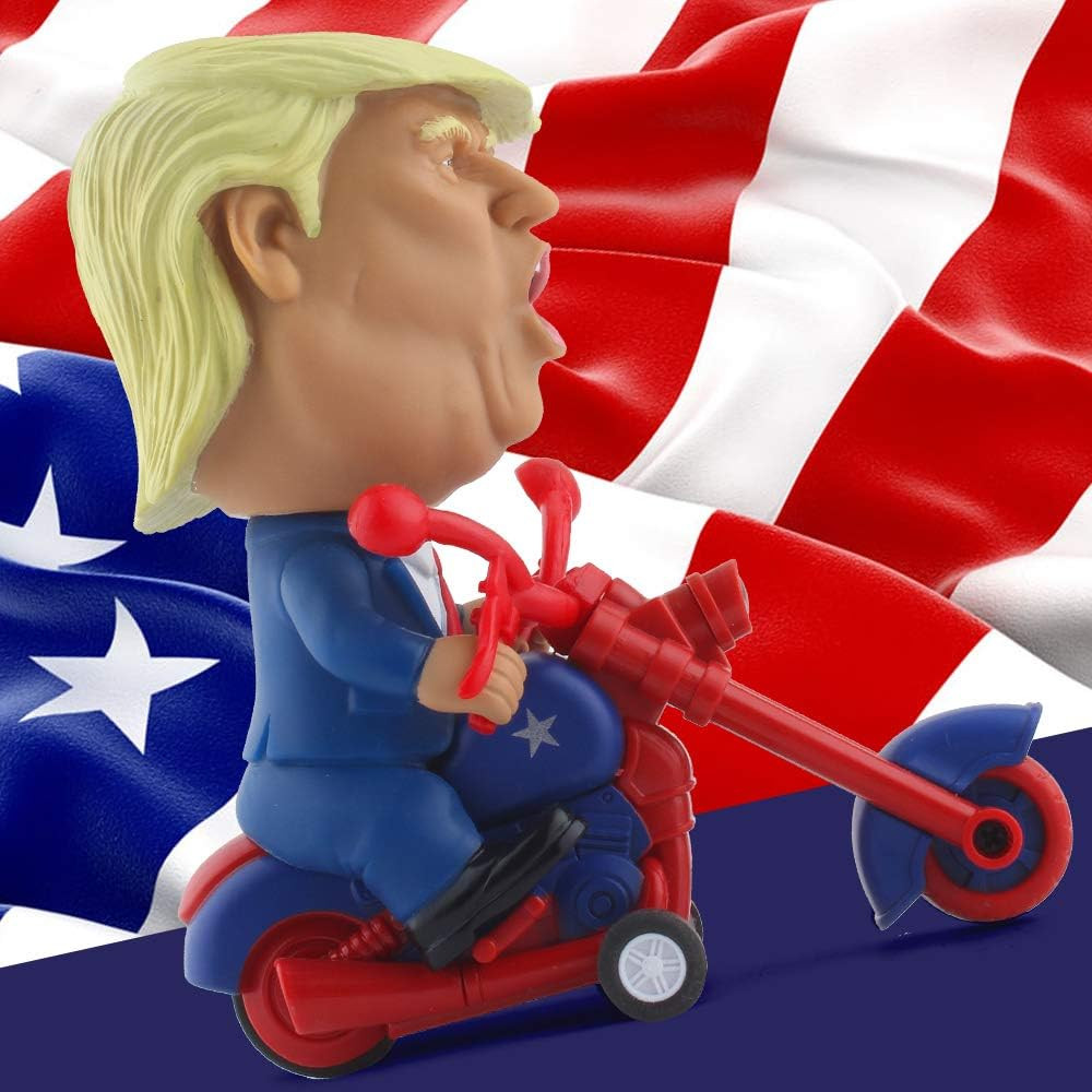 DINOBROS President Donald Trump 2024 Toy Figure Riding Motorcycle Funny Rev Up C