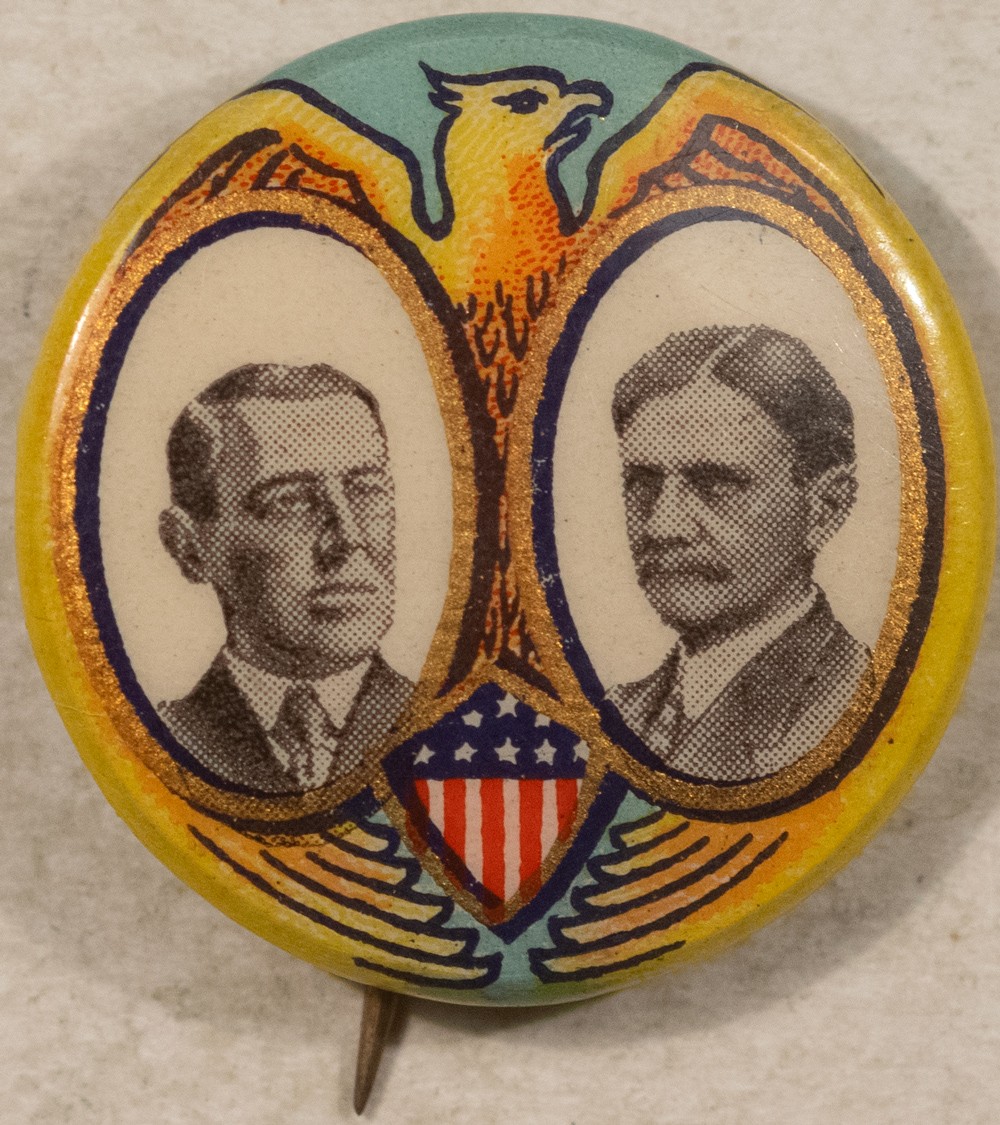1912 WILSON-MARSHALL 7/8″ MULTICOLOR & GRAPHIC CELLO JUGATE CAMPAIGN BUTTON-MINT