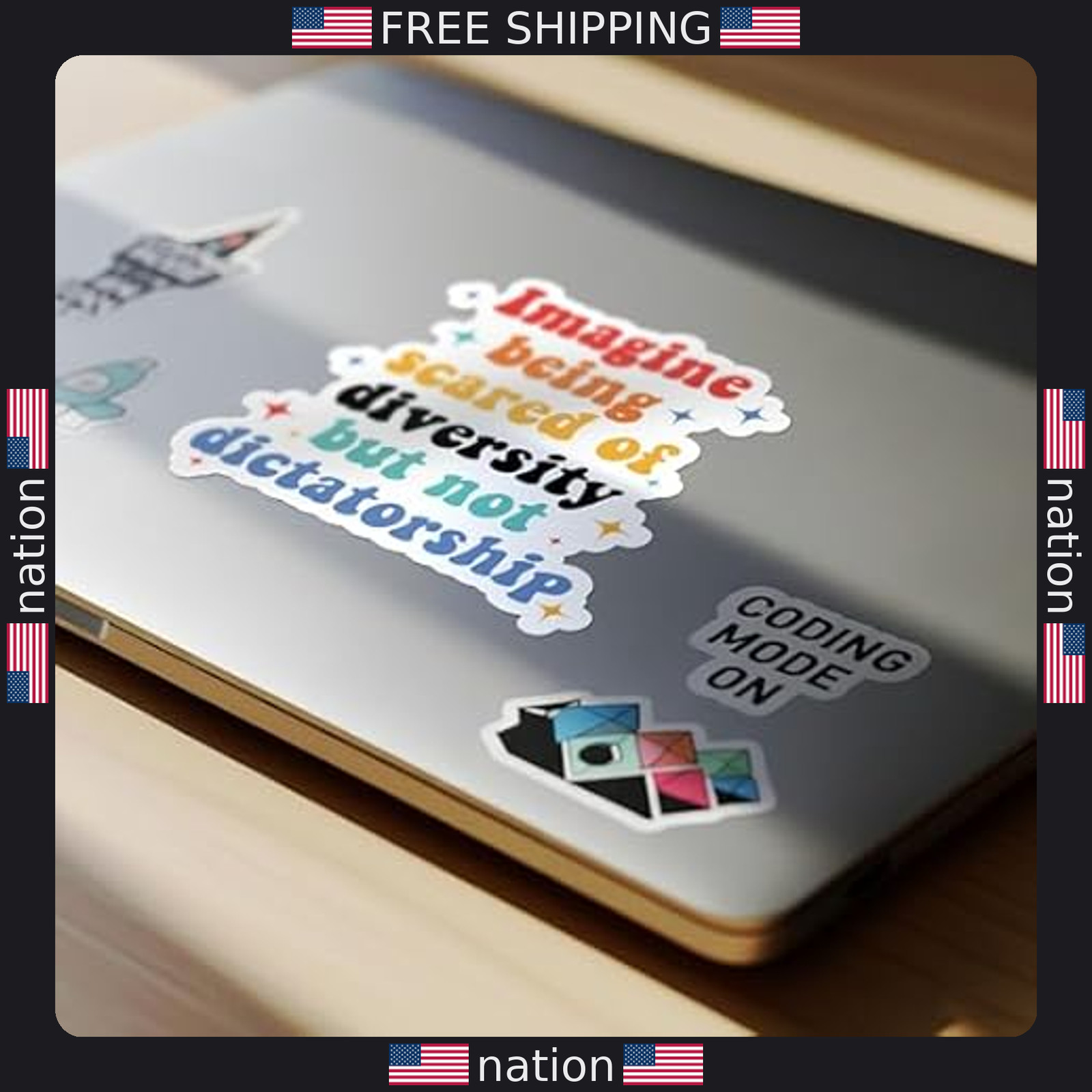 “3Pcs Political Waterproof Stickers – Scared of Diversity Not Dictatorship”