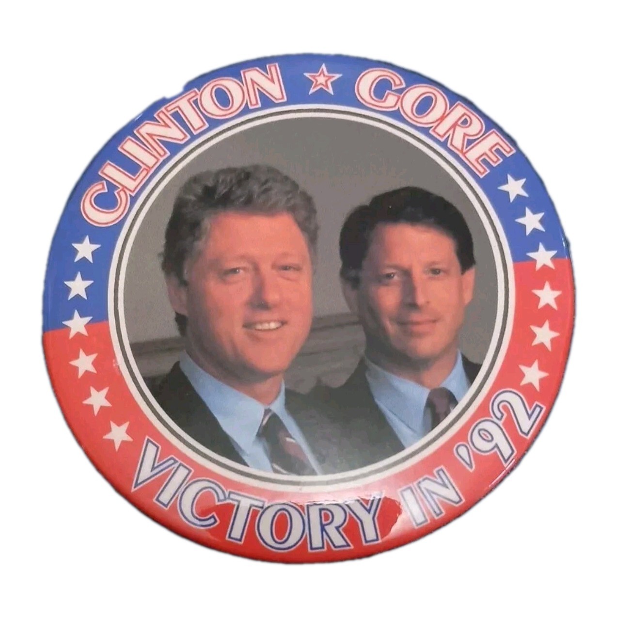 Vtg Clinton Gore Victory In ‘92 Pin 1992 Presidential Campaign Pinback 3″ Button