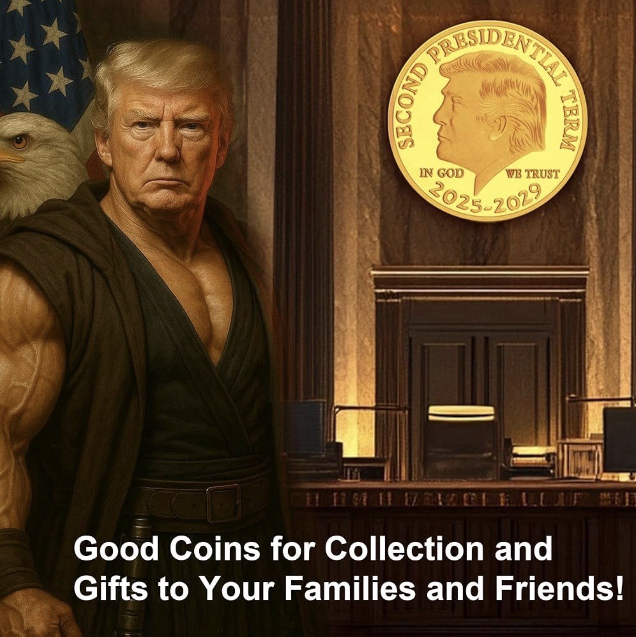 🦅 2025 – 2029 🇺🇸 Donald Trump Challenge Commemorative Coin 🪙 45/47 2nd Term!