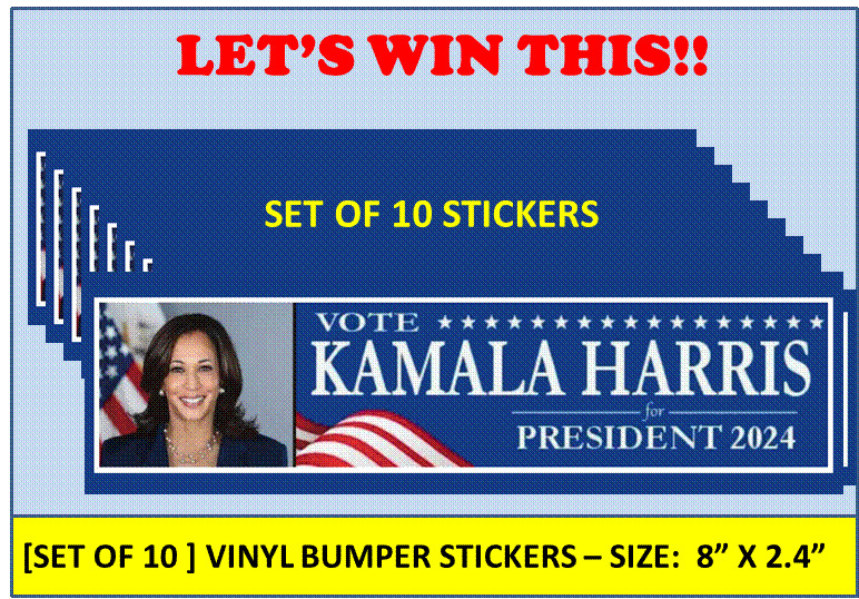 [10] KAMALA HARRIS FOR PRESIDENT 2024 BUMPER STICKER TRUMP LOSER TRUMP PRISON