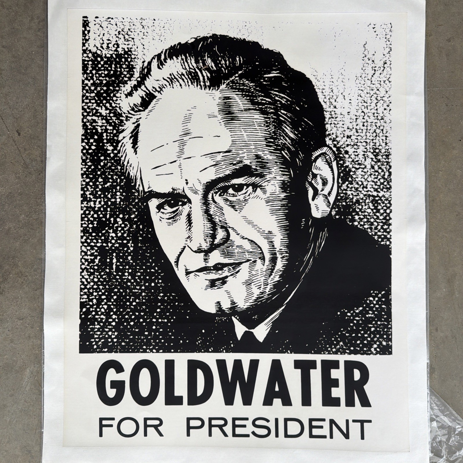 Original Barry Goldwater for President Campaign Poster Authenticated 1964 Rare
