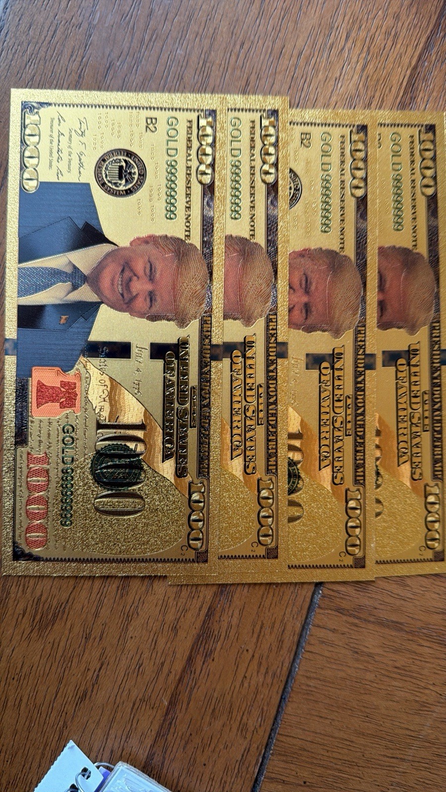 4-$1000 24kt Gold Donald J. Trump Bills