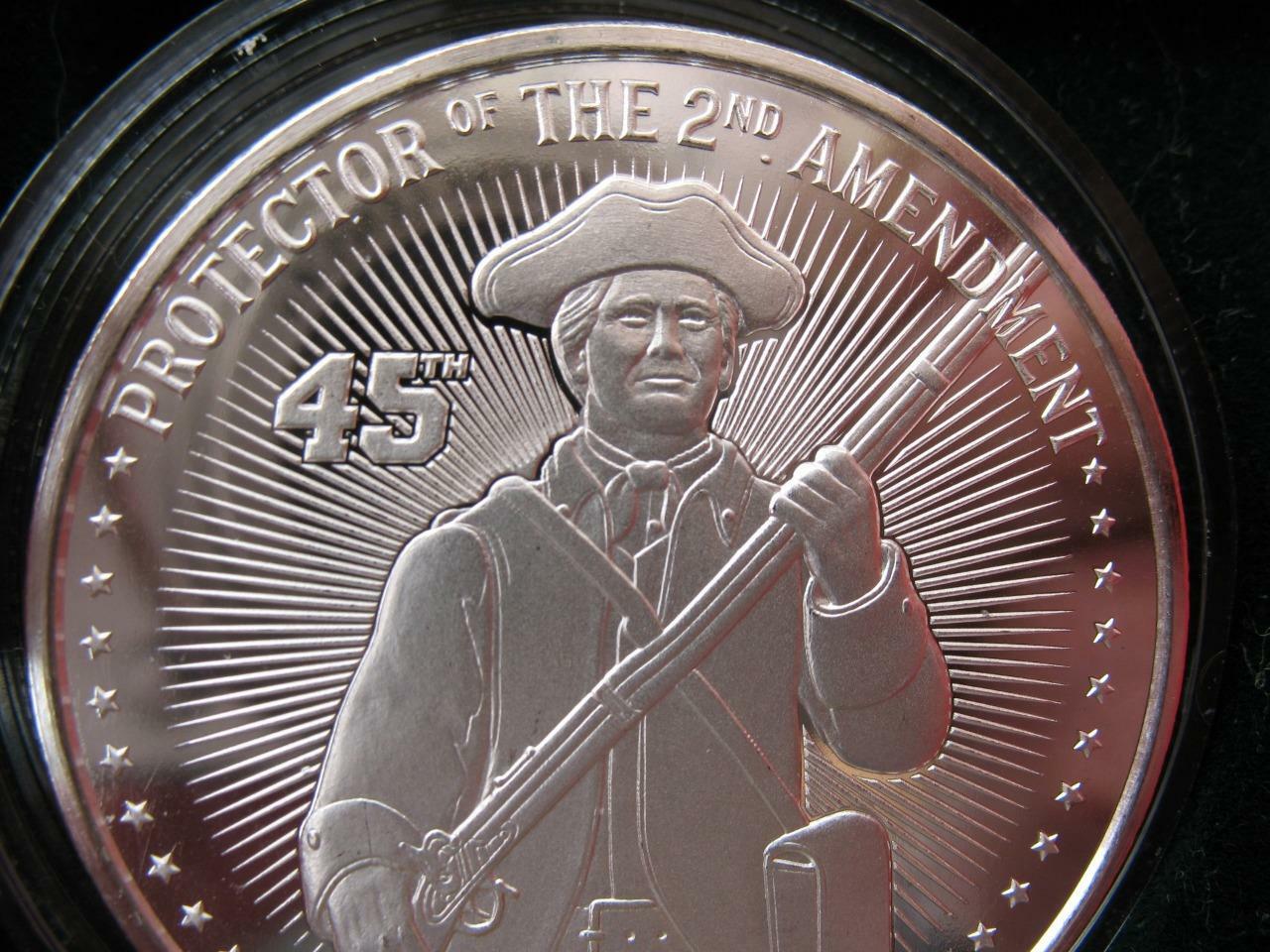 1-OZ.999 DONALD J TRUMP PROTECTOR OF 2ND AMENDMENT SILVER COIN LE # ON EDGE+GOLD