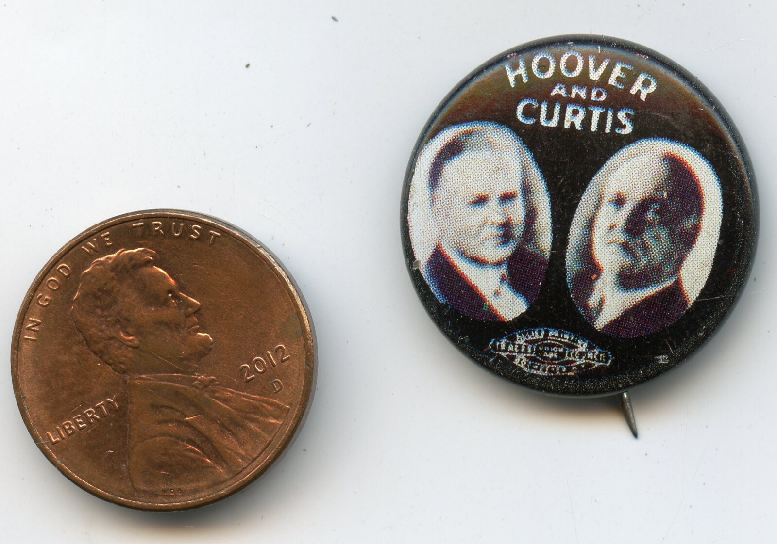 Herbert Hoover and Curtis Presidential Campaign Pin , Reproduction