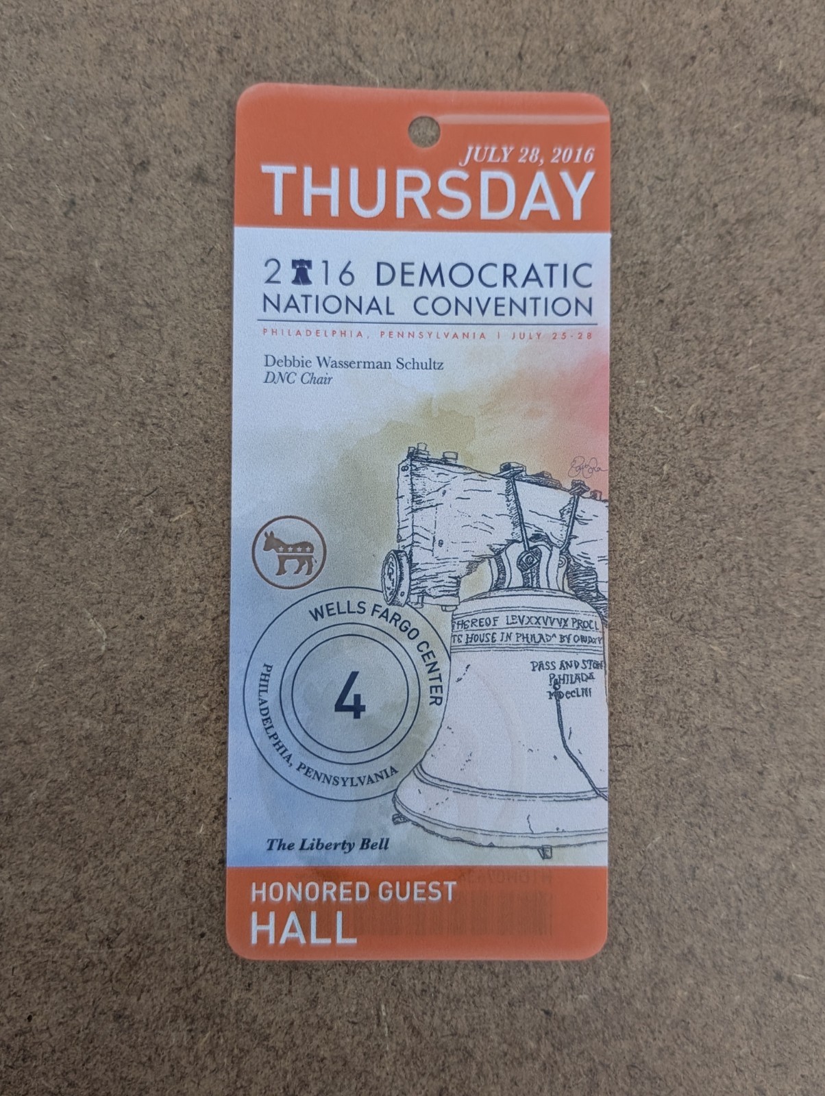 2016 Democratic National Convention Honored Guest Hall Passes Hillary Clinton