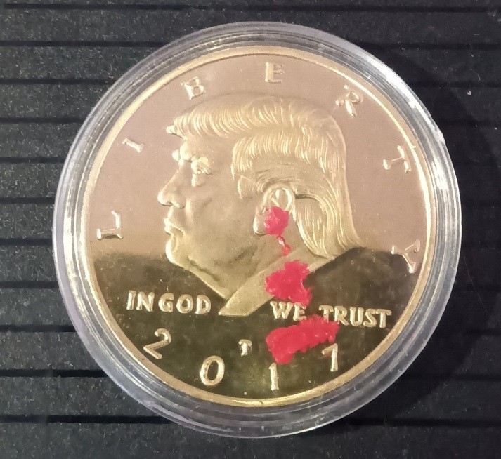 2017 Donald Trump Collectible Gold-Plated Coin with Plastic Case, Bloody Ear