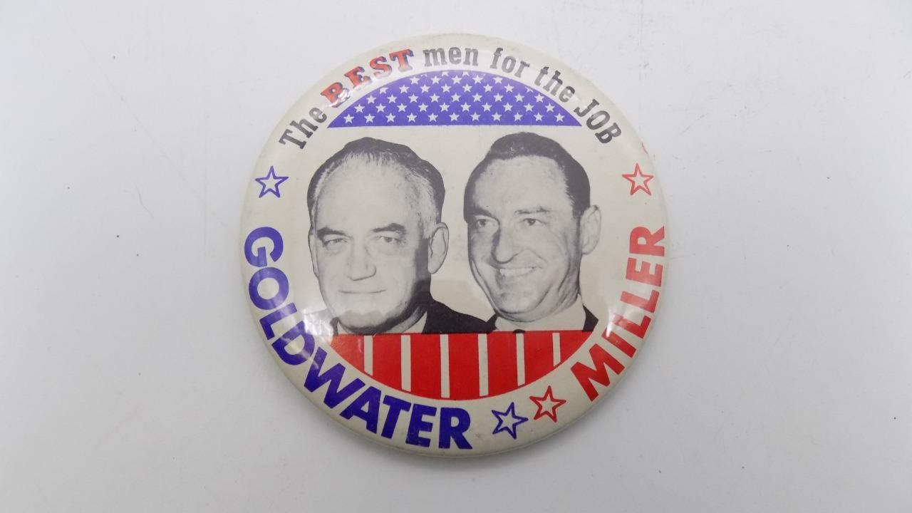 Goldwater Miller “Best Men” Pinback Button Political President Campaign 1964 NOS