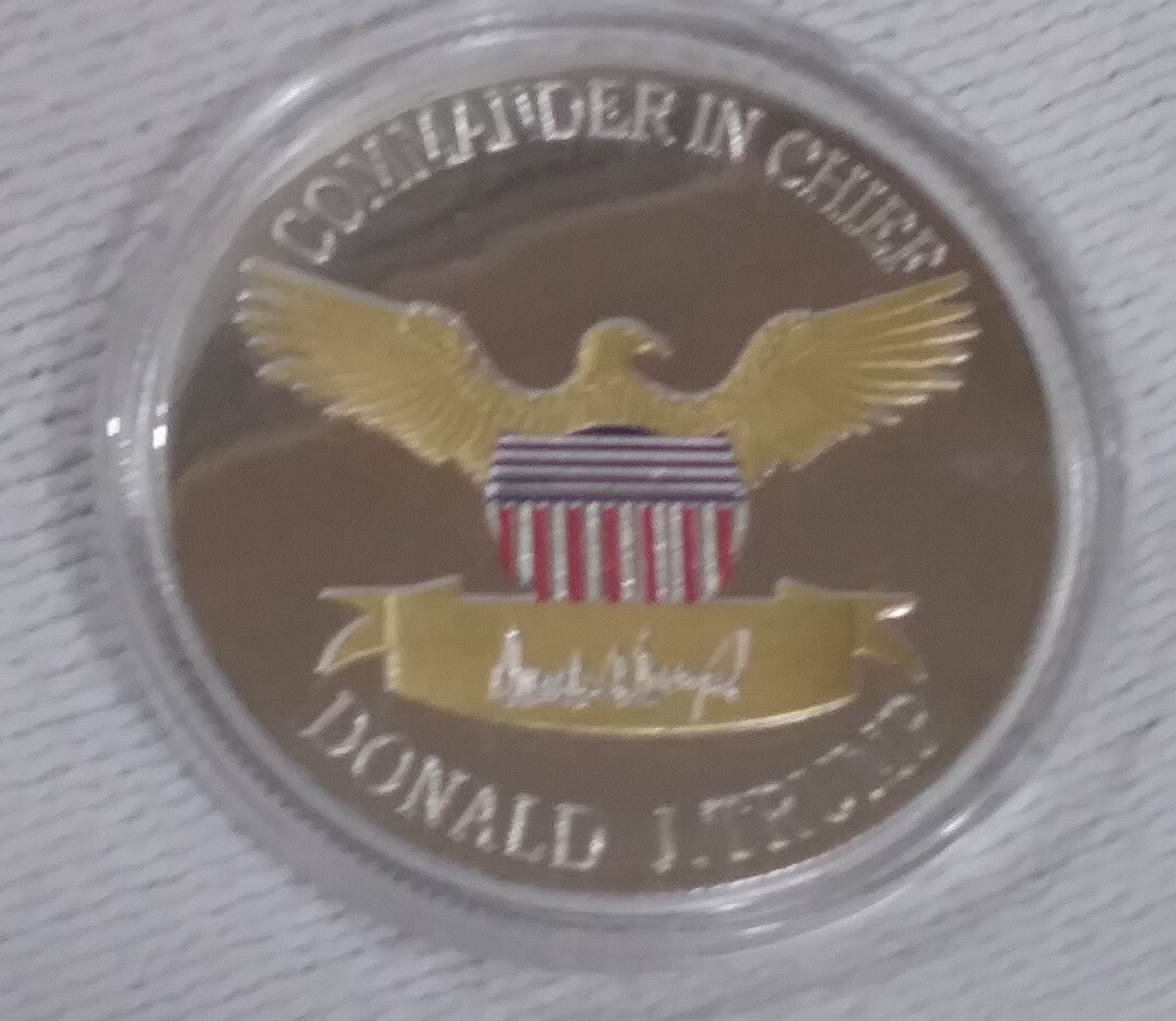 Donald Trump 2020 Silvertone Collectible Eagle Coin in Plastic Fit Display Case