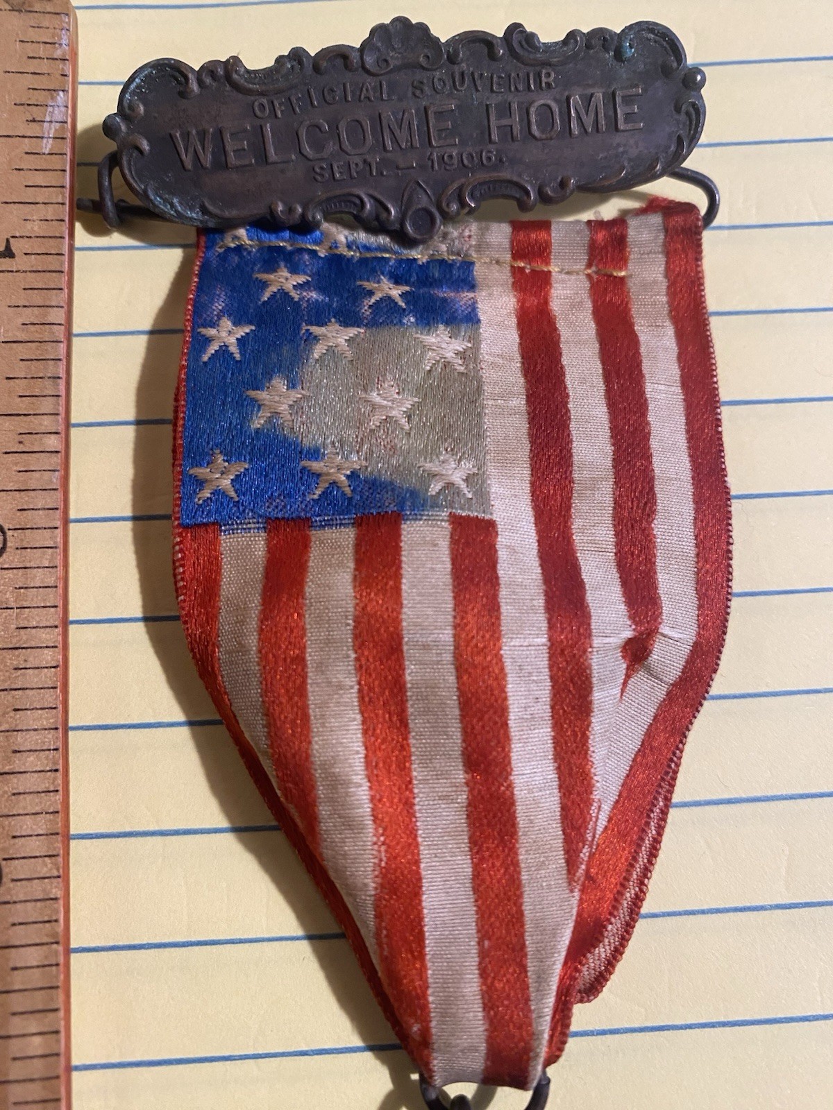 1906 WILLIAM JENNINGS BRYAN WELCOME HOME 1906 BADGE RIBBON MEDAL COMPLETE LOOK!